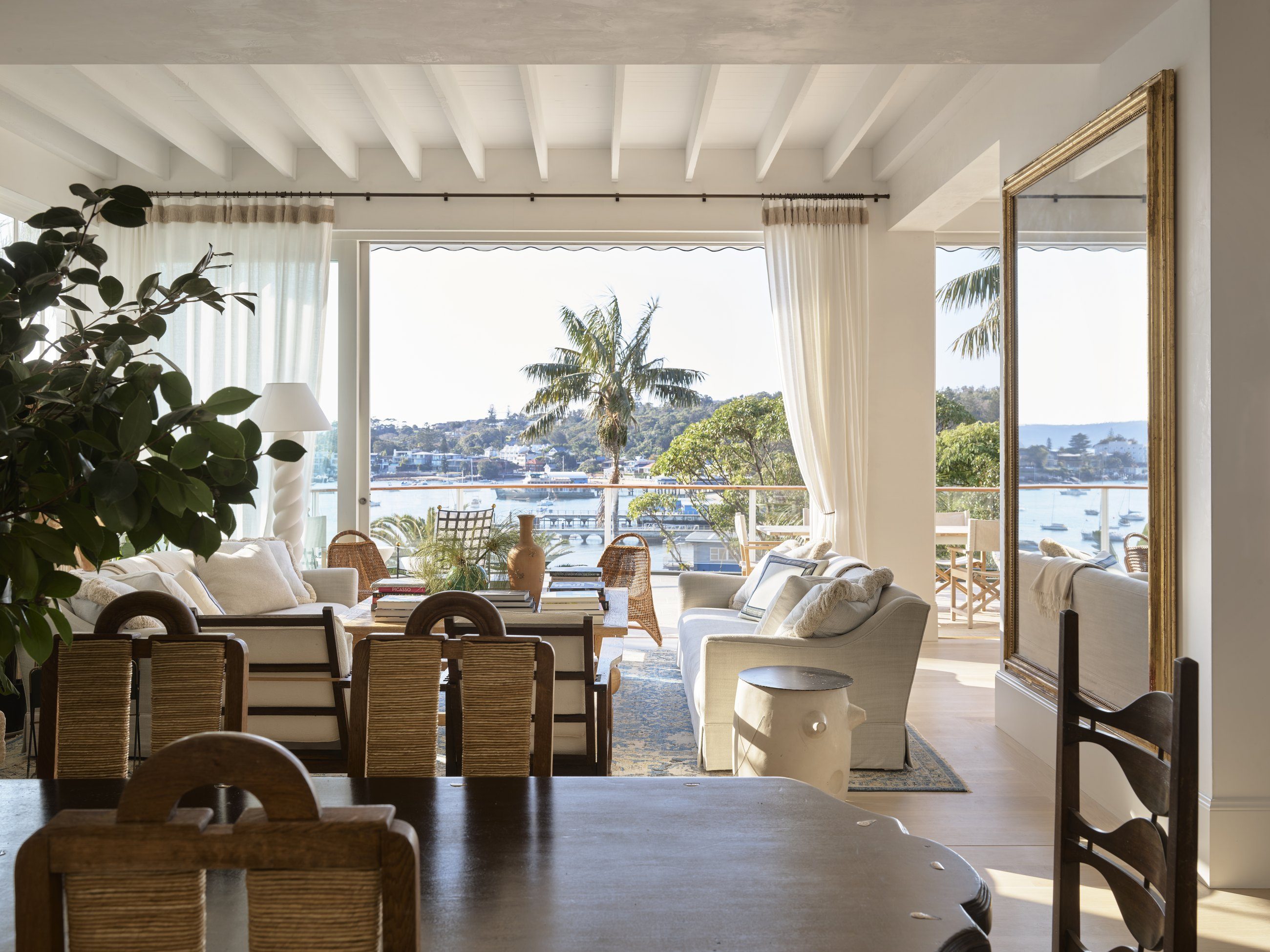 Vaucluse by HP Constructions, living room framing the harbour at Watsons Bay