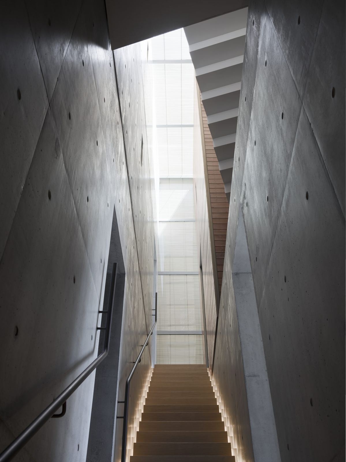 Lurline Bay — concrete stair void rising to a skylight, built by HP Constructions with FJC Studio